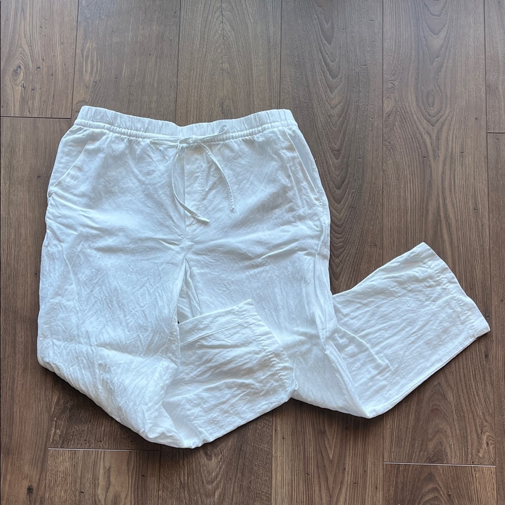 Linen Blend Drawstring Pants
